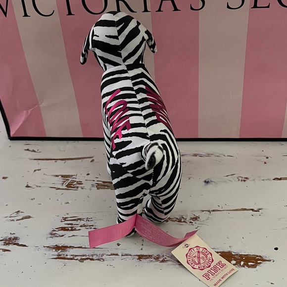 PINK Victoria's Secret Zebra Striped Plush Dog - Picture 4 of 4